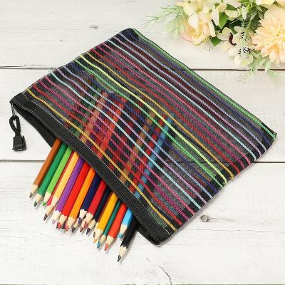 China Colorful Polyester Mesh B4 Polyester Transparent Mesh Zipper Plastic File Bag Document Bag for sale