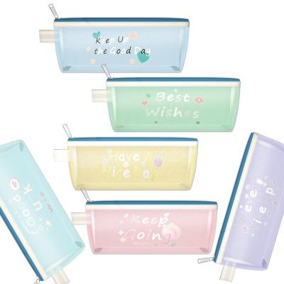 China Schools & Offices Mesh Transparent Nylon Anti-Wrinkle Visible Pen Bag With Custom Logo Pencil Bag Makeup Pouch for sale