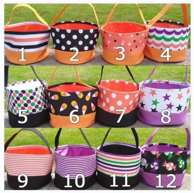 China Orange Cloth Tote Gift Bags Halloween Hand Bucket Candy Bag Cloth Tote Gift Bags Halloween Orange Kids Trick Or Treat Baskets for sale