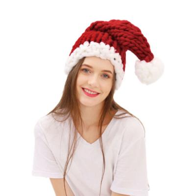 China Wholesale Women Christmas Party Hat Winter Knitted Beanie Santa Claus Pompom Hat Cute Warm for sale