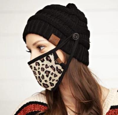 China COMMON Hot Sale Knit Face Cover Detachable Warm Beanie Hat Set Cap For Women Warm Breathable Knitted Hat Set for sale