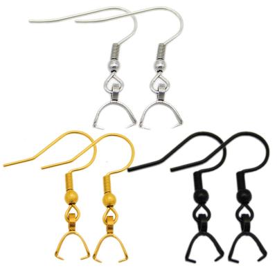 China Other Wholesale Handmade Metal Curved Fish Hook Earring Hook Silver/Thin Layer Gold Stainless Steel For Earrings for sale