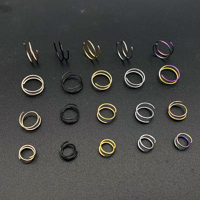 China Wholesale Cute Stainless Steel Nose Ring Women Men Hip Hop Double Nose Rings Circles Shape Earrings for sale