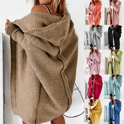 China Soft Warm Wool Autumn Winter Bat Wing Women's Sheep Sweaters QUICK DRY Loose Hooded Cardigan Sweaters for sale