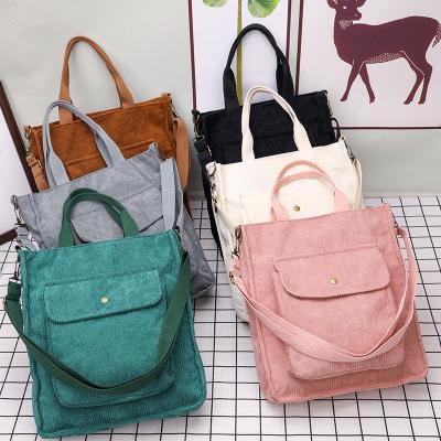 China Large Capacity Women Corduroy Messenger Bag Women Tote Bag For Traveling Ladies Shoulder Bag for sale