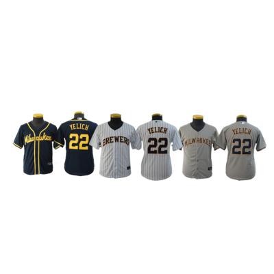 China High Quality Embroidered Antibacterial Kids Baseball Tank Top Logo Baseball Uniform For Child Yelich Uniform 22 for sale