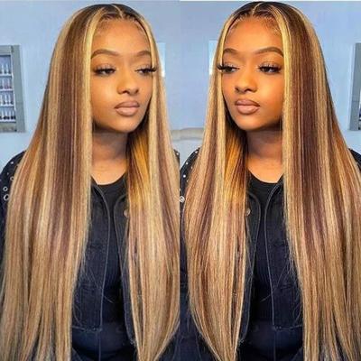 China Dropship P4/27 Silky Straight Colored Brazilian Straight Wave Lacefront Wig, Colorful Hd Afro Hair Lace Band Wig Human Hair Extension Wig for sale