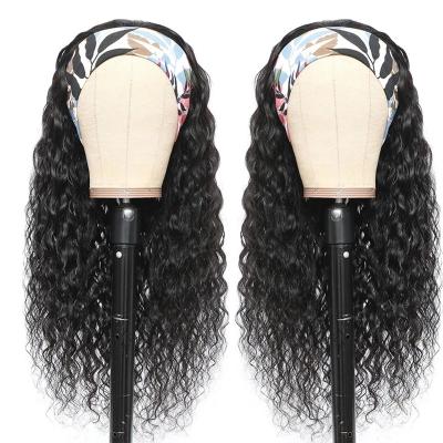 China Water Wave Cuticle Aligned Wholesale High Quality Virgin Hair Women Headband Wig, Human Short Wig Hair,Natural Curly Water Wave Headband Wig for sale