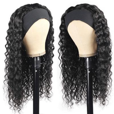 China Water Wave Cuticle Aligned Wigs 20 Premium Raw Virgin Hair Headband Wigs, Brazilian Hair Wigs, Water Wave Headband Wig Hair for sale