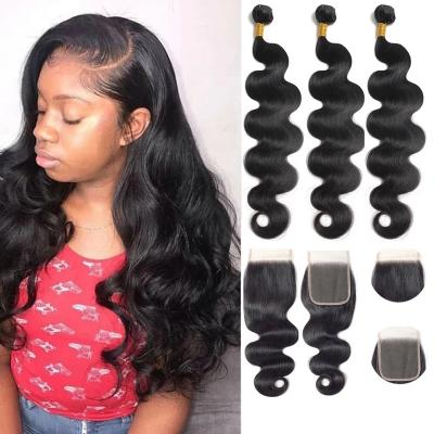 China Tangle Free Cuticle Aligned Hair Vendors Wholesale 3 Bundles Grade 10a Virgin Body Wave Cheap Brazilian Hair Weave With Closure for sale