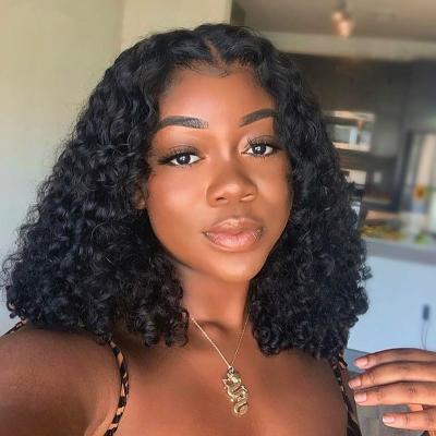 China Cheap Short Curly Bob Wigs For Black Women Closure Wig 8-14inch Mink Brazilian Hair Wig 4x4 Bob Hair Transparent Hd Lace Human Short Wig for sale