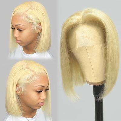 China Wholesale Silky Straight 613 Blonde Bob Wig Human Hair Flim Hd Wave Transparent Lace Front Wigs For Women Short Bob Human Hair Wigs With Baby Hair for sale