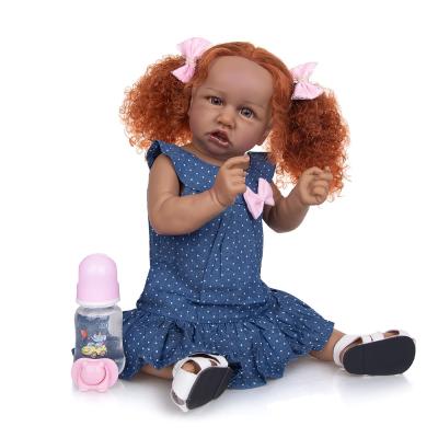 China Handmade Newborn Baby Dolls 57cm Brinquedo African Cartoon Toy Red Hair Reborn Baby Full Silicone Dolls - Doll Toys Kids Christmas Birthday Gifts for sale