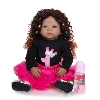 China Cartoon Toy 23 Inch KEIUMI African Boneca Reborn Baby Dolls Toys Realistic Full Body Silicone Bebe Newborn Toys For Kids Birthday Christmas Gift for sale