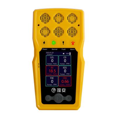 China Portable 6 Gas Detector 6 In 1 Industrial Gas Leak Detector With Color Display Graphing for sale