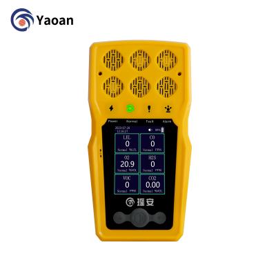 China Portable 6-in-1-Multi-Gasdetektor Alarm Handheld C2H4 CO2 Kohlenmonoxid Gasleckage Detektor zu verkaufen