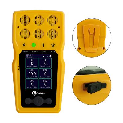 China Portable Multi Gas Analyzer 6 in 1 EX CO2 CO2 O2 NO2 H2S VOC NH3 6 Gasdetektor mit Pumpe zu verkaufen