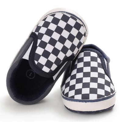 China Flat Made In China Canvas Shoes Check Pattern Sports And Leisure One Step Lazy Single Toddler Shoes for sale