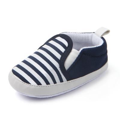 China High Quality Flat Navy Fabric Spring Baby Shoes Striped Non-Slip Indoor Canvas Shoes for sale