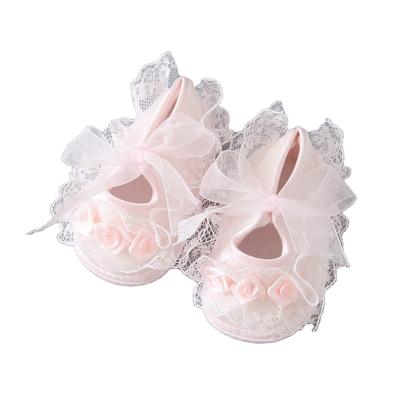 China Household Baby Toddler Soft Shoes Floral Women's Shoes Lace Coupons Flat Children Decoration for sale