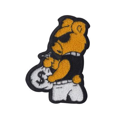 China Wholesale Handmade Popular Custom Logo Cute Cartoon Apparel Sew On Bear Animals Chenille Embroidery 100% Embroideried Patches For Dress for sale