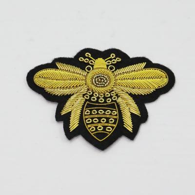 China Wholesale Custom Handmade Metal Indian Silk Patches Butterfly Bullion Thread Embroidery Badge for sale