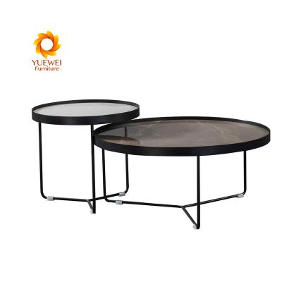 China Top Quality Luxury Modern Round Furniture Convertible Tile Living Room Office Cafe Coffee Table for sale