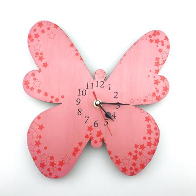 China Antique Style Butterfly Shape Sublimation Plywood Clock Face With Accessories for sale