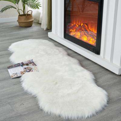 China Washable Ultra Soft Sheepskin Fur White Fluffy Area Rug Blanket Rugs For Bedroom Living Room 2 x 3 Feet for sale