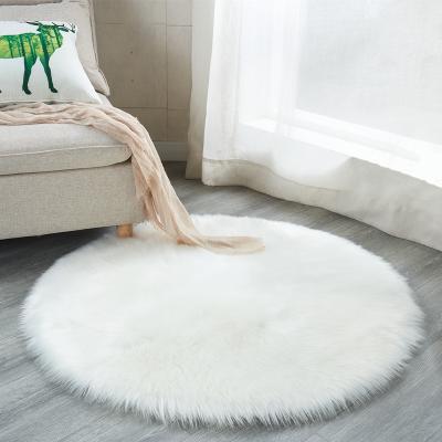 China Washable White Faux Sheepskin Around Carpet Rug Covering Artificial Faux Fur Faux Fur Blanket Area Rug For Living Room for sale