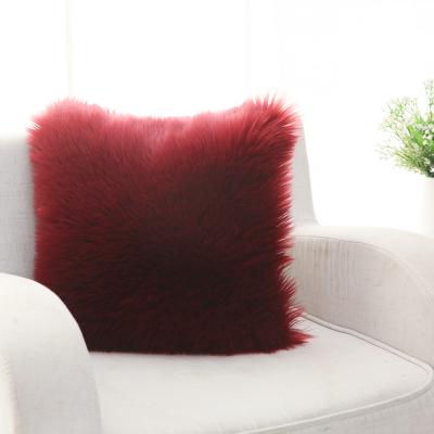 China Anti-static Nordic Soft Plush Pillow Cover Faux Fur Tile Cover Solid Color Cushion Case For Home Decoration Long Plush Pillowcase for sale