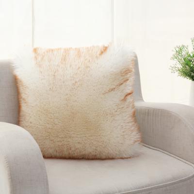 China Long Plush 45*45 Anti-Static Soft Tile Sofa Decoration Faux Fur Seat Cushion Covers for sale