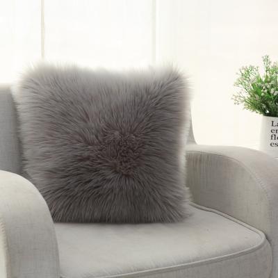 China Hot Selling Anti-bacteria Series Faux Fur Luxury Soft Tile Blanket Decorative Plush Pillow Square Shape For Chair Sofa for sale