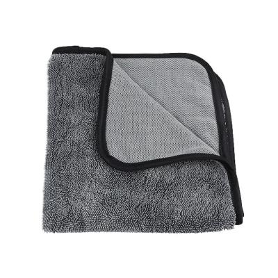 China Home Hotel Kitchen Car Cleaning Single Side High Loop Towel Microfiber Twisted Drying Towel With Border Edge for sale