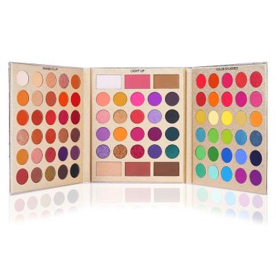 China Waterproof 86 Colors 3in1 Low Moq Glitter Eyeshadow Loose Palette Custom Makeup for sale