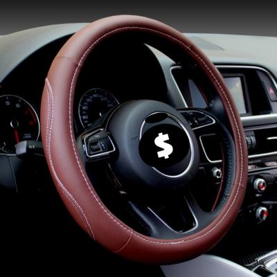 China Hot Selling Universal Sports 15 Inch Breathable Anti-skid Cool Leather Car Steering Wheel Cover for sale