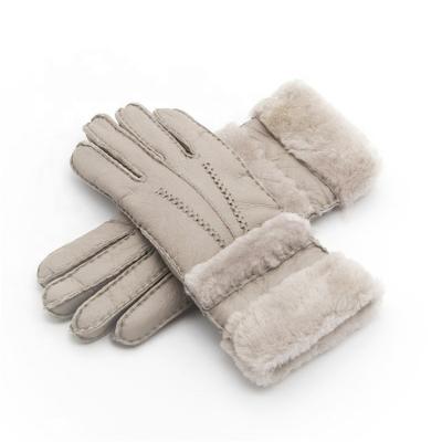 China Winter Mitten Five Finger Gloves Women Sheepskin Cashmere Fur Ladies Gloves Full Finger Warm Fashion Genuine Leather Gloves for sale