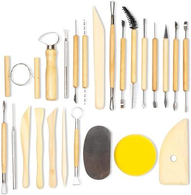 China 24 Pieces High Quality WOODEN Clay Ceramic Knife Sculpture Wooden Polymer Sculpting Pottery Clay Tools for sale