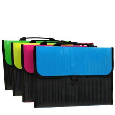 China POLY PP PVC Plastic Expanding Folders 13 Pockets Accordion With Handle And Cloth Edge Folder Bag for sale