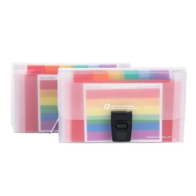 China Mini Rainbow 13 Grid Folder PVC Material A6 Multi-Layer Folder Stand Folder Binding Ticket Clips Folder Bag for sale