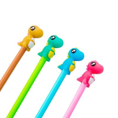 China Wholesale Normal Creative Dinosaur Gel Pen Cute Small Black 0.38 Ball Pen Student Colorful Gel Pen for sale