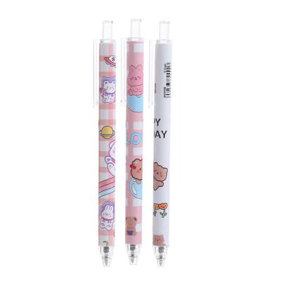 China New Normal Cartoon High Quality Classic Pressed Smooth Gel Pen Ink Office Signature Click Pen for sale