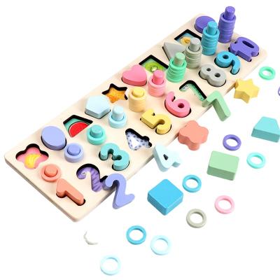 China Preschool educational counting math puzzle kids (4-6 years old) montessori wooden toys number fishing magnet wooden kids toy for sale