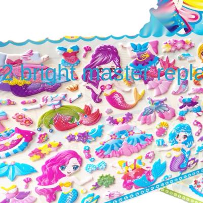 China Cartoon sticker personalized kawaii children non-toxic leave to trace puffy 3d gift stickers for kids for sale