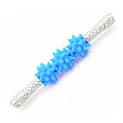 China PVC Ball Fitness Massage Stick Leg Muscle Relaxation Roller Wolf Tooth Fascia Stick Yoga Leg Roller Stabbing Roller for sale