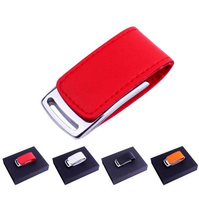 China Custom Photography Wedding Logo Gift Leather Leather USB Flash Drive With Paper Box White Leather USB 3.0 Flash Drive With Metal Box for sale