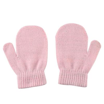 China Keep Warm Logo Winter Acrylic Knitted Warm Fashion Custom Magic White Gloves for Baby Mittens Infant Christmas for sale