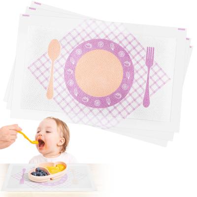 China Stocked 2021 New Arrivals PE Material Baby Food Table Stickers Eco-friendly Kids Place Mats for sale