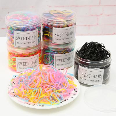 China Used Daily Disposable Hair Tie Rubber Hair Bands Set Colorful Small Hair Rubber Bands Elastic Scrunchies for sale