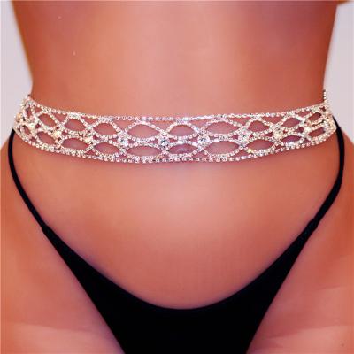 China CLASSIC Fashionable Gold Silver Plated Crystal Belt Chain Belly Chain Rhinestone Diamond Waist Body Chain Shiny Jewelry for sale